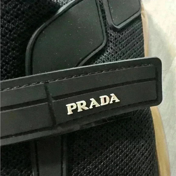 Prada Mens Cloudbust Sneakers Size US 7 UK  37.5 Black Gold Nylon Strap Trainers - Picture 6 of 11